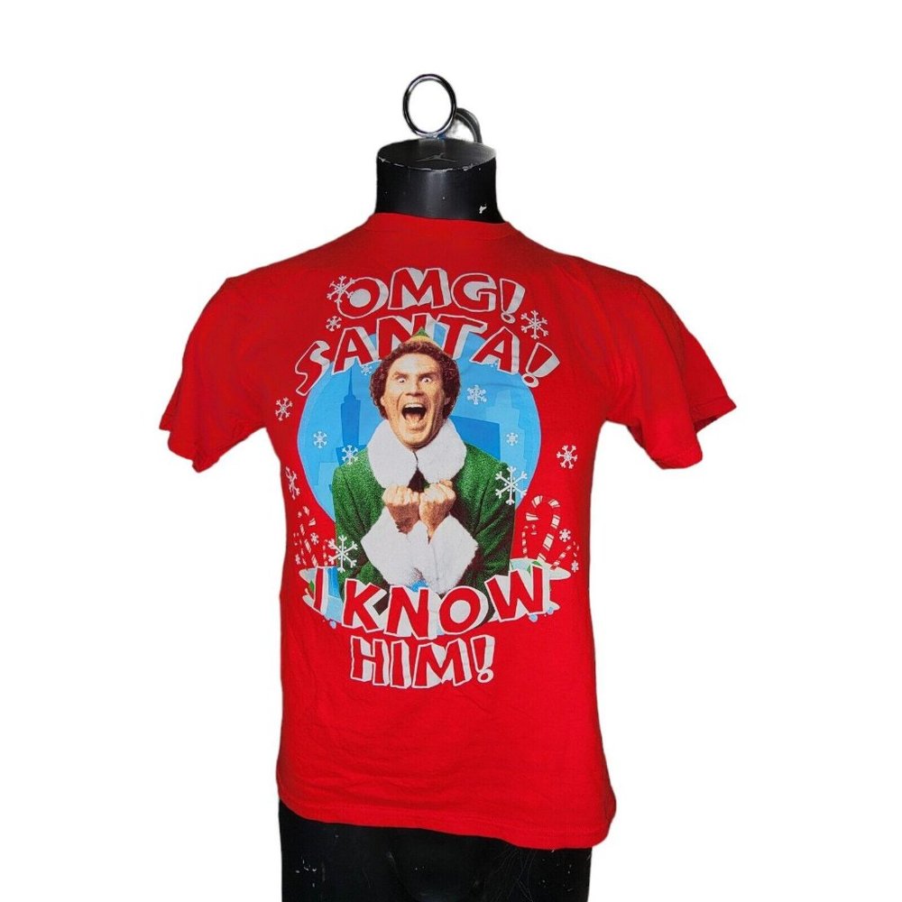 ELF "omg santa! i know him!" t‎ shirt new line Cinema Will Farrell Christmas S.L